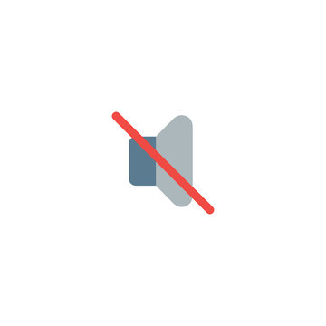 Mute Sound Flat Vector Icon. Isolated Silent Mode, No Audio Emoji Illustration