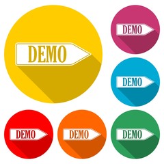 Demo sign icon with long shadow