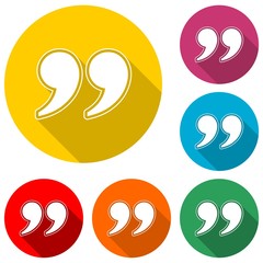 Flat image quotes icon with long shadow