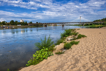Fototapeta na wymiar Sandy Beach on Vistula River in Warsaw