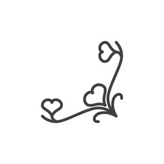 Romantic floral branch decoration line icon. linear style sign for mobile concept and web design. Wedding party ornament outline vector icon. Symbol, logo illustration. Vector graphics