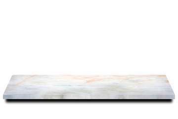 Empty marble table floor on white background. For your products. - Image.