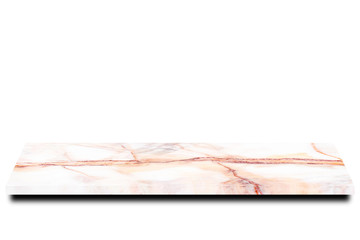 Empty marble table floor on white background. For your products. 