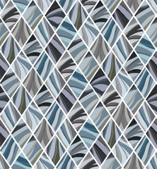 Drawing of rhombuses in the style of natural stone. Marble and granite hand-drawn seamless texture. For use on fabric, textile, wallpaper, carpets and tile in the style of patchwork.