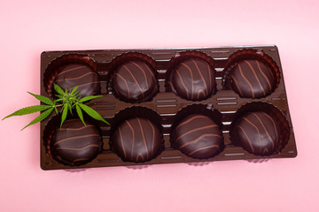 chocolate cannabis cookies. 
Medicinal food with THC and CBD marijuana extract 
