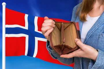 Poor person with empty wallet in Norway