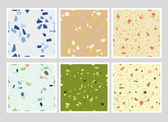 Fototapeta na wymiar Terrazzo six mix color texture seamless pattern design. Abstract background pastel color wallpaper vector.