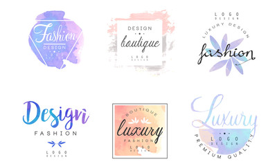 Luxury Fashion Boutique Logo Design Templates Collection, Premium Quality Badges Vector Illustration