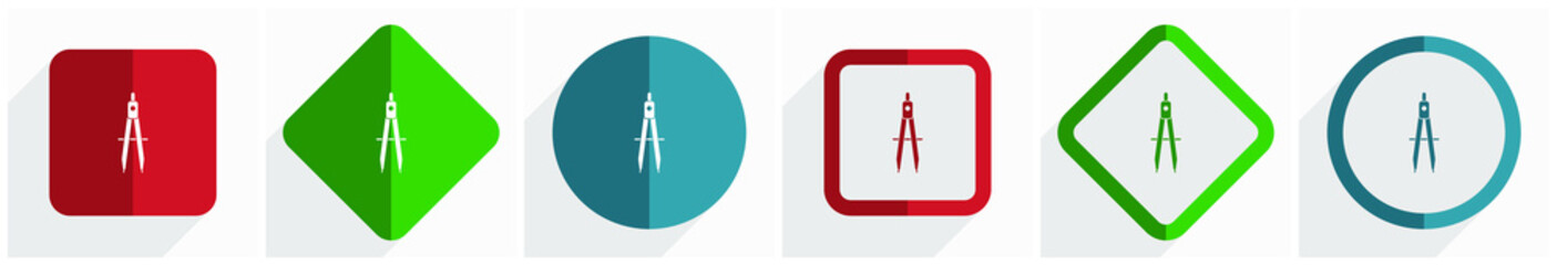 Learning icon set, flat design vector illustration in 6 options for webdesign and mobile applications in eps 10