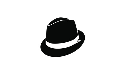 black fedora hat icon logo design illustration
