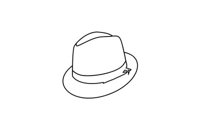 collection black line fedora hat icon logo design illustration