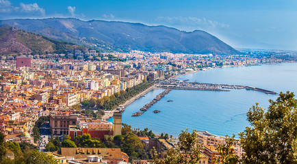 View of Salerno and the Gulf of Salerno Campania Italy - obrazy, fototapety, plakaty