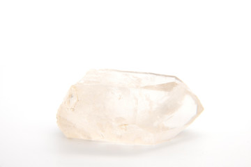 Huge crystal of colorless gemstone quarts, geology mineral background close up