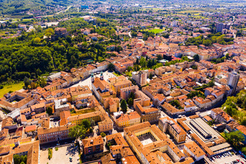 Obraz premium Panoramic view from drone on the city center Gorizia. Italy