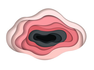 Paper cut carve abstract vector background isolated on white.