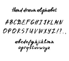 Grunge style abc made by marker. Careless hand drawn alphabet