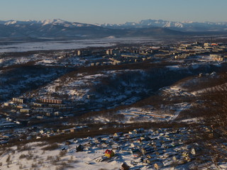 Petropavlovsk-Kamchatsky cityscape. Far East, Russia.