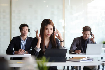 Business working in office with documents and laptop people Consulting and business planning.