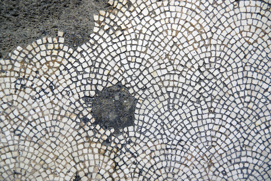 Close-up of ancient Byzantine Mosaic tiles. Tesseraes.