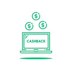 cashback with thin line green laptop