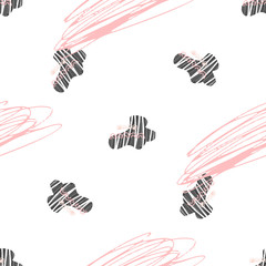 Vector kids pattern with cute native cloud. Cute scandinavian seamless background in calm colors