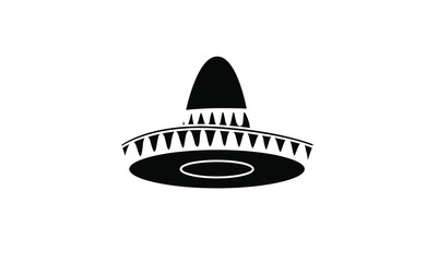 Sombrero black hat logo icon design illustration