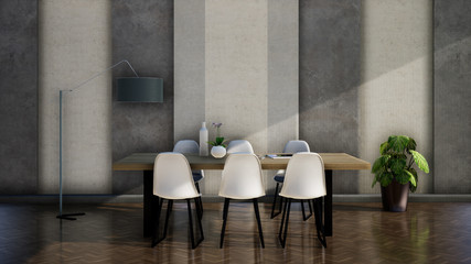 room interior with loft modern style wall, 3d rendering