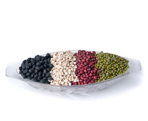 beans or mix red beans or green beans and black beans on a background new.