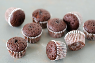 Chocolate cupcakes,close up.