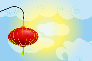 Chinese lanterns on beautiful clouds background