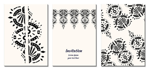 Modern template with ikat ornament for wedding design or greeting card any purpose.