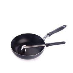pan or metal frying pan on a background new.