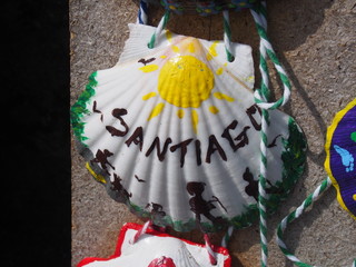 Artistic scallop shells, Camino de Santiago, Way of St. James, Journey ftrom Calbor to Gonzar, French way, Spain