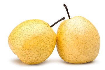 Ripe Honey pear isolated on white with clipping path. (Pyrus pyrifolia)