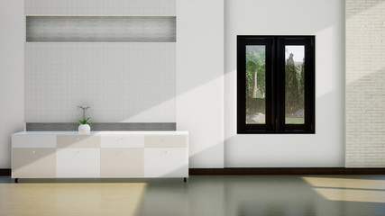 Obraz na płótnie Canvas interior of white empty room with window, 3d rendering
