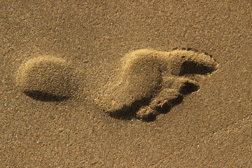 footprint in the sand looks like an illusion
