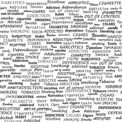 Fototapeta premium Typography seamless pattern with words about smoke activity