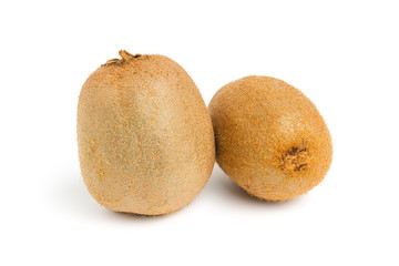 Two kiwi fruit isolated on white background