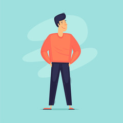 Confident man. Flat design vector illustration.	