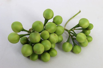 Many kinds of green eggplants are beautiful, appetizing and are a common remedy for Asians. Is a close-up shot