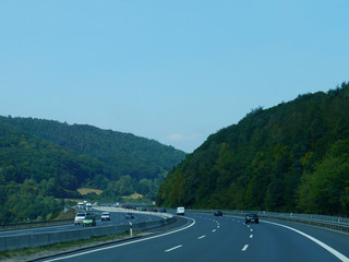 Track with cars. Germany. Autobahn. Motorway.