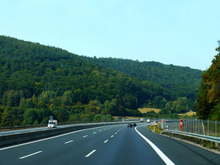 Track with cars. Germany. Autobahn. Motorway.