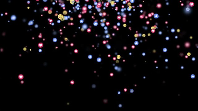 Social Media Emoji, Reactions Animation, Rendering, Background, Loop, 4k