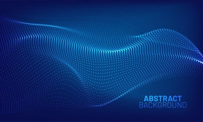Futuristic 3d wave abstract background. Wavy line dots. Technology concept. Big data vector illustration.