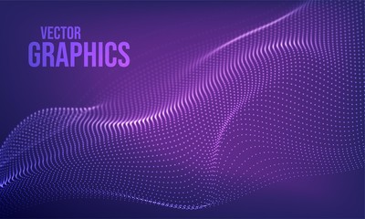 Futuristic 3d wave abstract background. Wavy line dots. Technology concept. Big data vector illustration.