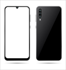 Realistic smartphone with blank screen isolated on white background 