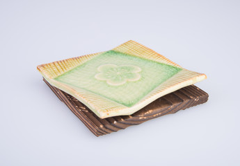 plate or hand painted plate on a background new.