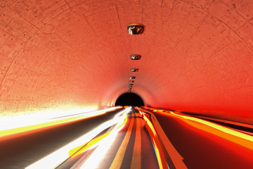 3d rendering of traffic lights on highway and concrete tunnel