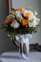 lush beautiful bridal bouquet of fresh flowers
