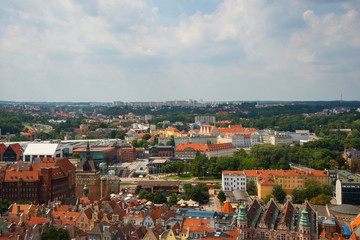 Fototapeta na wymiar Aerial view of the old town in Gdansk